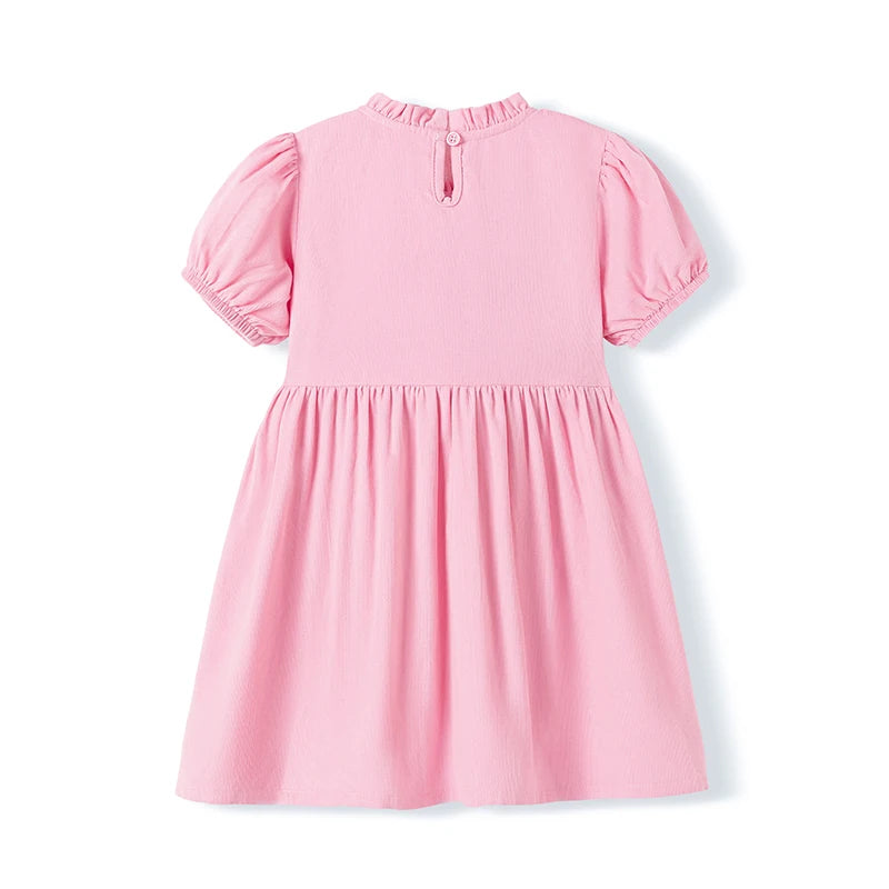 Little maven Children's Clothing Baby Girls 2025 Summer Embroidered Cartoon Casual Unicorns Dresses Pink Dresses Kids Clothes